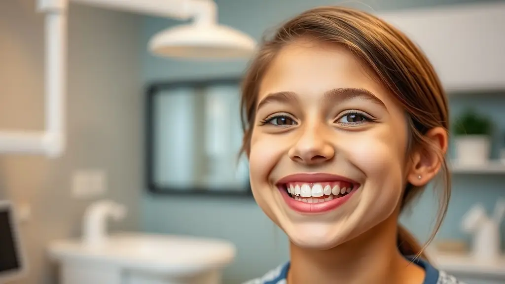 child smiling at dental office